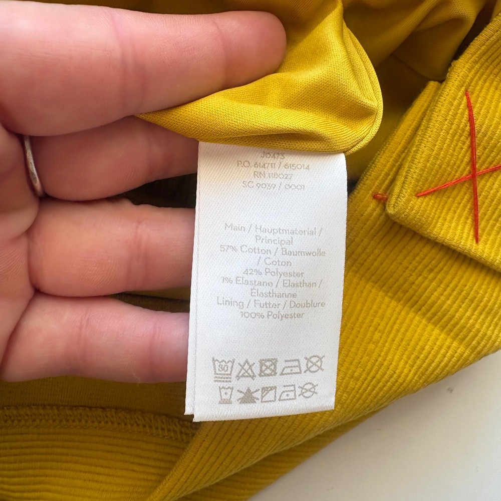 Boden Sheath Dress Women 6R Yellow Ribbed Belted Short Sleeve Scoop Neck - Picture 10 of 11